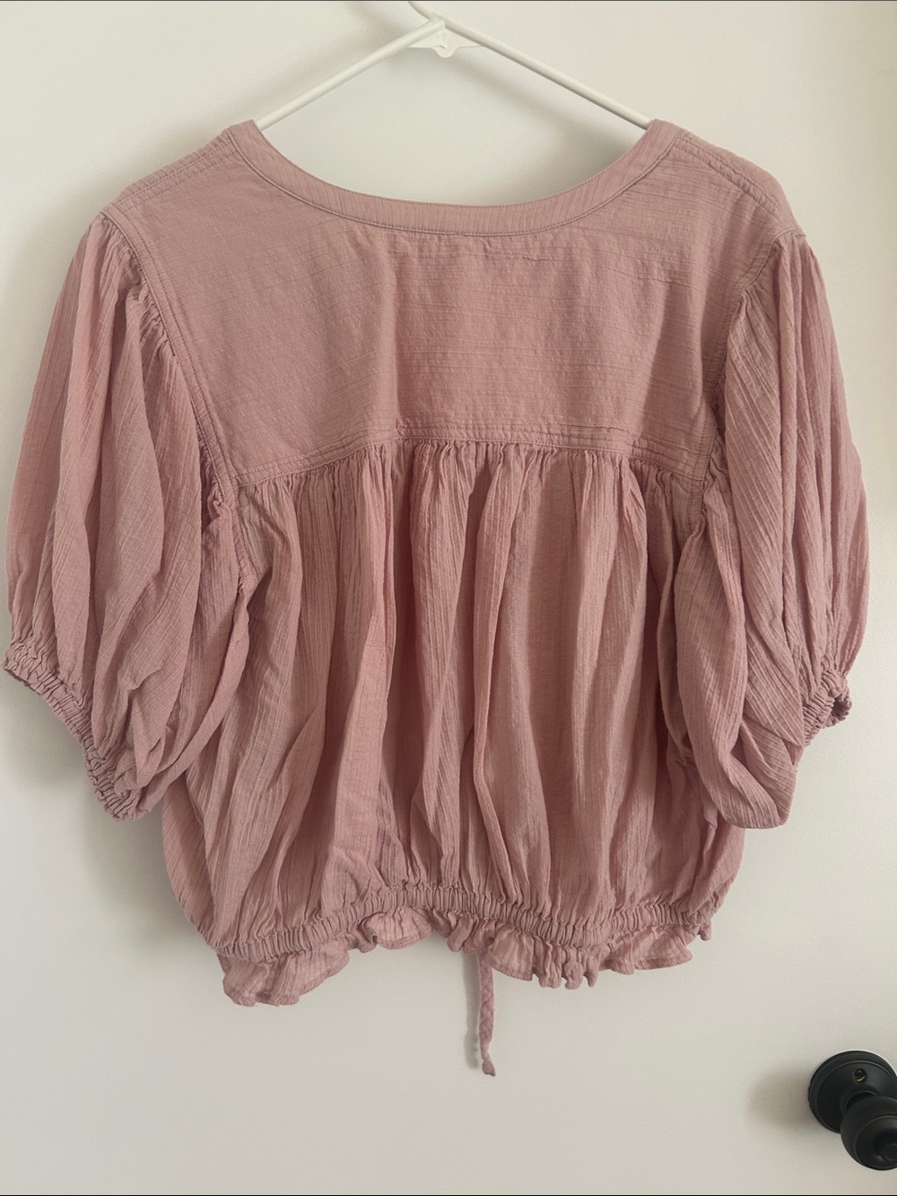 Free People Dusty Rose Gathered Button-Front Blouse - Picture 3 of 3